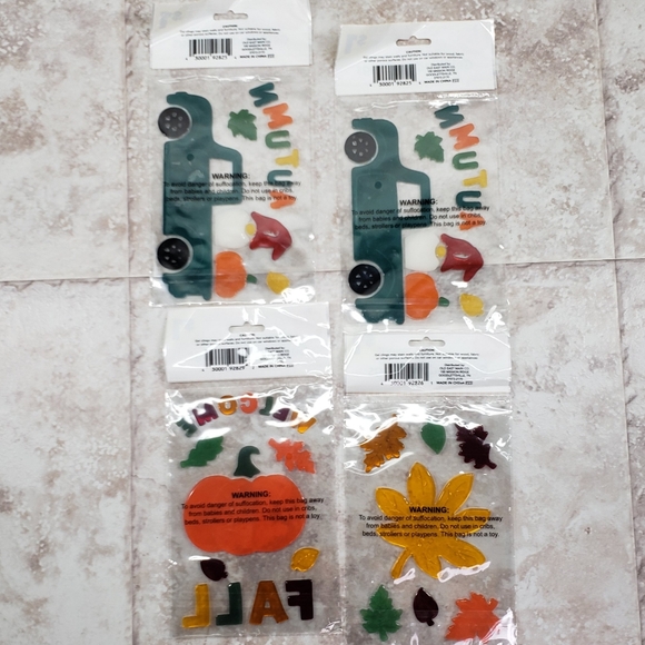 Autumn Decals Fall Gel Perfect Harvest Small Thanksgiving Window Clings 4 Packs - Picture 2 of 7